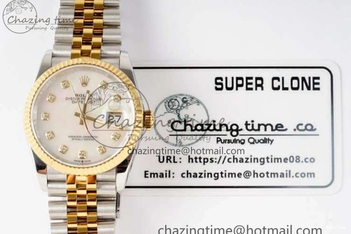 MiroTime 1221 GoodFit DateJust 36 SS YG DIWF 1:1 Best Edition 904L Steel White MOP Diamonds Dial on Jubilee Bracelet SA 2324